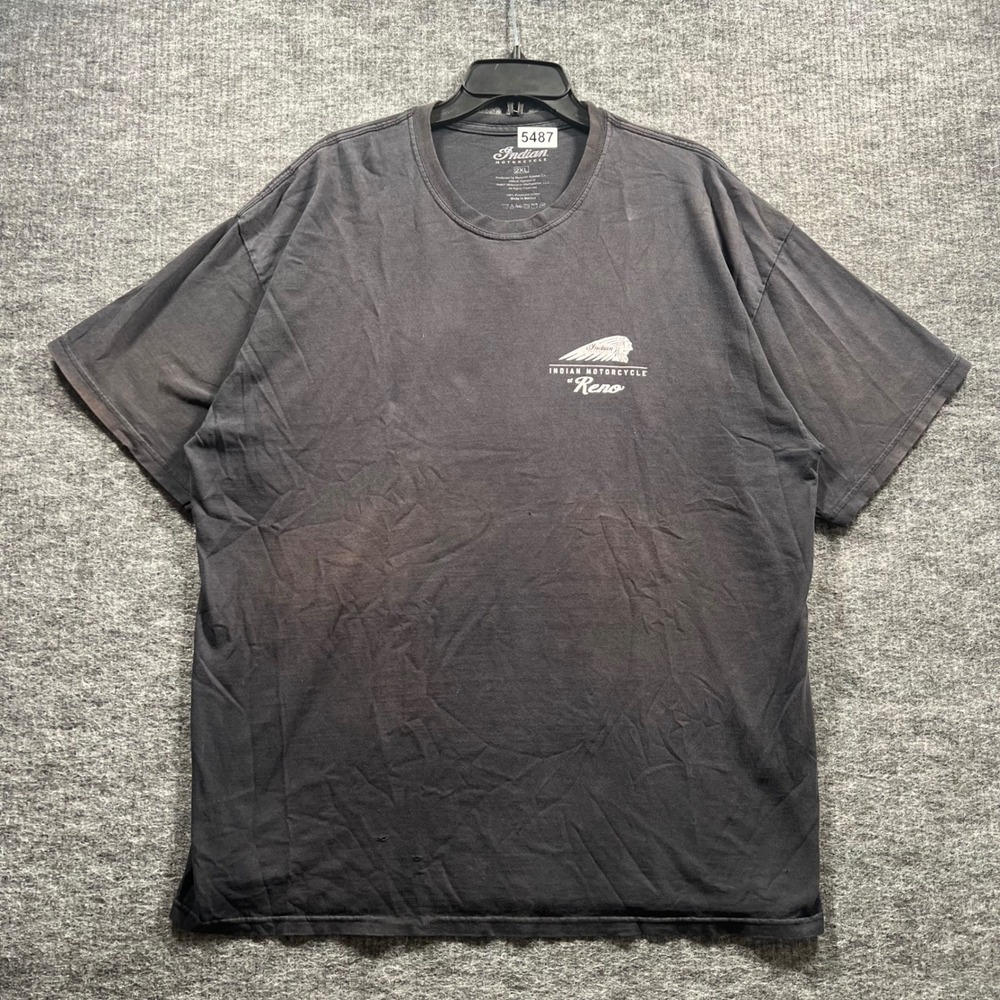 Indian Motorcycle Reno Nevada Graphic T-Shirt Mens 2XL Faded Black Biker Tee